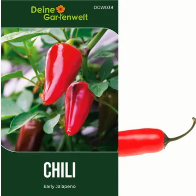 Produktbild von Chili Early Jalapeno Samen - Capsicum annuum - Chilisamen - scharfe Sorte - Gemüsesamen - Saatgut für 6 Pflanzen