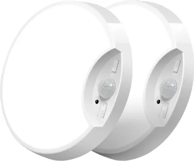 Produktbild von 2er-Set LED-Deckenleuchten mit Bewegungsmelder, Nachtlicht für Flur & Treppenhaus, 3 Farbmodi, Fernbedienung, Akku-Betrieb
