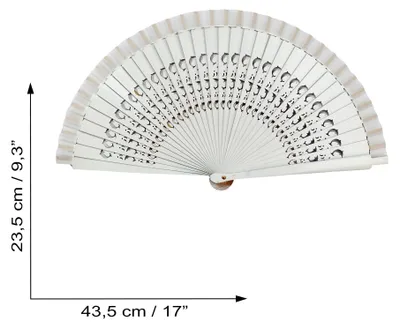 Produktbild von Fächer - Wedel - faltbarer Fächer - Handfächer - einfarbig - groß - Delfin - weiß