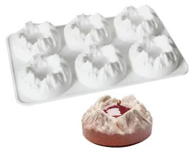 Image de Moules en silicone ronds, forme "Schneeberg", 6 cavités, pour mousses, gâteaux, chocolat, pâtisserie maison