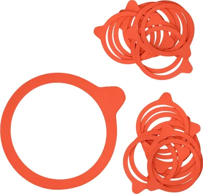Produktbild von 20er Set WECK-Einkochringe RR80 + Rezeptheft Dichtringe Natur-Kautschuk 74x86mm Rundrand rot-braun