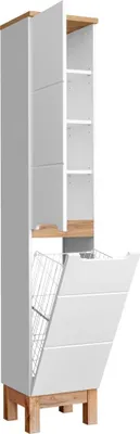 Immagine prodotto di Colonna bagno ERMANO – Rovere chiaro e bianco lucido – 35x187 cm – 1 porta – Da appoggio