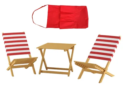 Produktbild von Klappstuhl Strandstuhl Anglerstuhl Gartenstuhl Stuhl zum Zusammenstecken rot-weißem Bezug V-10-353Doppelpack. Tisch. Tasche rot