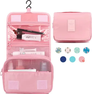 Produktbild von Reise Kulturtasche Zum Aufhängen Kulturbeutel Kosmetiktasche Waschtasche für Kinder Frauen Mädchen Damen (Rosa)