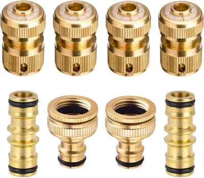 Productafbeelding van Koperen slangconnector met snelle koppeling - Tuinaccessoire - 8 stuks - Duurzaam