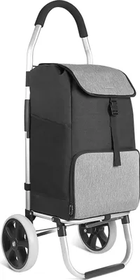 Image de Chariot de courses Inateck avec grande capacité de chargement et compartiment isotherme, sac de courses léger à roulettes, capacité maximale de 45 kg, 45 L, noir