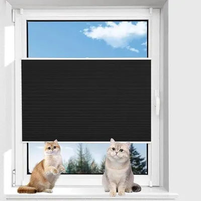 Produktbild von Plissé-Raumbekleidung - Serrejaloezie - Privatschutz und Sonnenschutz - Selbstklebende Montage - 40 x 90 cm - Schwarz