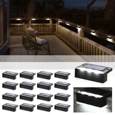 Obrázek produktu pro Solární osvětlení pro oplocení, 6 LED diod, vodotěsné, vhodné pro venkovní použití, stupeň krytí IP65 (16 kusů, studená bílá)