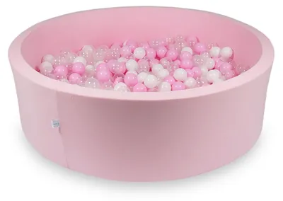 Image de Piscine sèche 130x40cm rose poudré avec 700 balles : rose clair, blanc, transparent, rose poudré