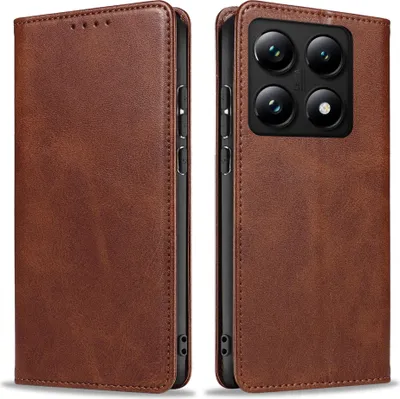 Produktbild von Handyhülle für Xiaomi 14T Kunstleder Flip Cover Hülle Handytasche Case Kartenfach Farbe: Dunkelbraun