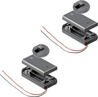 Produktbild von Batteriehalter - AA Batteriefach - 2X AA mit EIN- und Ausschalter - 2 Stück in einem Set - schwarz