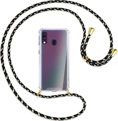 Produktbild von Handykette Backcover-Schutzhülle mit Band (Metall goldfarben) für Samsung Galaxy A40 - camouflage