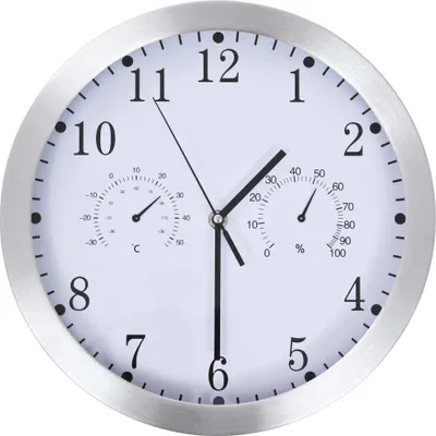 Zdjęcie produktu dla vidaXL Zegar ścienny z mechanizmem kwarcowym, higrometrem i termometrem 30 cm Biały