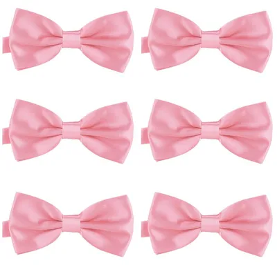 Produktbild von 6er Set DonDon Herren Fliege 12 x 6 cm gebunden und längenverstellbar rosa