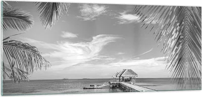 Produktbild von Bilder auf glas - Einteilig - Himmlisch Strand Monochrom - 100x40cm - Glasbilder - Wandbilder - Bilder - Wanddekoration aus Glas - Glas Bilder - Wandbild auf Glas - GAB100x40-4750