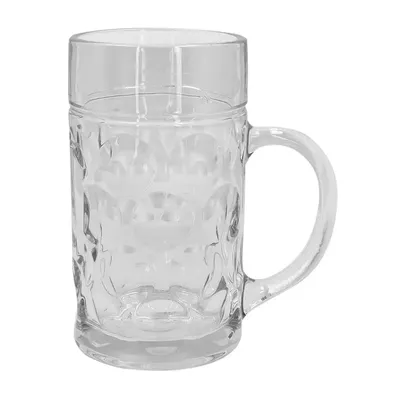 Produktbild von Maßkrug 1 Liter aus robustem Glas Klassischer Bierkrug mit stabilem Henkel Bierglas