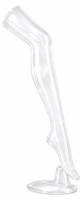 Produktbild von Strumpfbein für die Präsentation von Strümpfen und Socken, Dekobein - Weiblich, 74 cm Dekofuß mit Ständer, Schaufensterpuppe - Bein mit lebensechten Form, Sockenbein - Farbe Transparent