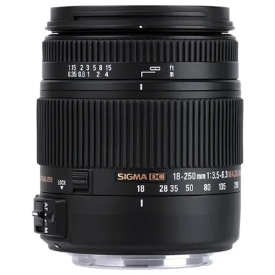 Produktbild von Sigma 18 - 250 mm / F 3,5 - 6,3 DC/MACRO/OS/HSM Extremzoom fÃ1/4r Canon EF / EF-S Spiegelreflexkameras, F3,5 (W) - F6,3 (T), Bildstabilisator, Ultraschallmotor, Autofokus, 62 mm Filterdurchmesser, 470 g