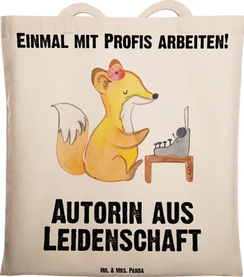 Produktbild von Mr. & Mrs. Panda Schultasche Autorin Leidenschaft - Transparent - Geschenk, Spruch, Beruf, Buchladen, Tasche, Jutebeutel, Tote Bag, Witzig, Verlag, Laptoptasche, Shopping