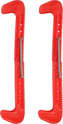 Productafbeelding van 1 paar plastic beschermhoezen voor iishockey schaatsbladen met veer (rood)