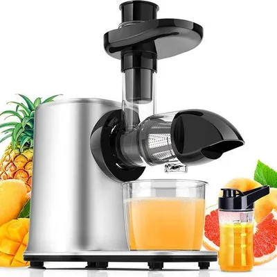 Produktbild von Slowjuicer wird zu Slowpresser Slowpresser - 2 Geschwindigkeiten - Umkehrfunktion - Obst- und Gemüsepresser - mit Reinigungsbürste