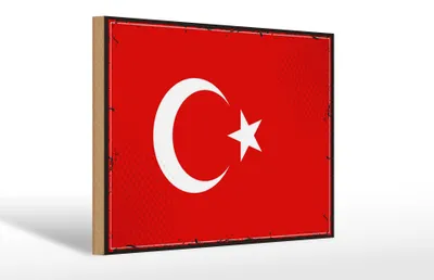 Produktbild von Holzschild Flagge Türkei 30x20cm Retro Flag of Turkey