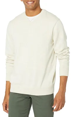 Produktbild von A. Essentials Herren V-Ausschnitt Pullover aus Baumwolle, Normale Passform, Oatm