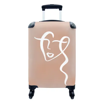 Produktbild von MuchoWow® Koffer Handgepäck Trolley Rollkoffer Kleine Reisekoffer mit 4 Rollen - Gesicht - Frau - Abstrakt - Cabin Size < 55x40x23 cm & 55x40x20 cm - Fotokoffer - Kabinenkoffer - Boardgepäck - Reise-Box - Reisekoffer - Reisegepäck - Koffer mit Bild - Trolley für Kinder