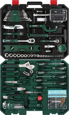 Produktbild von PARKSIDE Werkzeugkoffer Set 123-teilig Ratschen Zangen Bohrer Koffer L52xB41cm