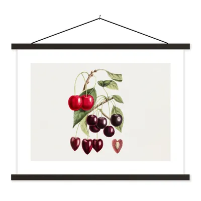 Produktbild von MuchoWow® Textilposter Kirschen - Obst - Lebensmittel 40x30 cm mit schwarzem Rahmen - Dekorationen