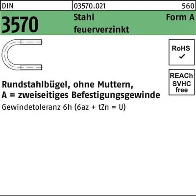 Produktbild von Reyher  Rundstahlbügel DIN3570 St. U A 120/NW 100 M16 (10 Stück)