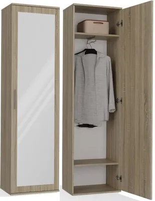 Image de BDW, Vestiaire duo avec miroir, 180x50x35cm, fonctionnel, Chêne Sonoma