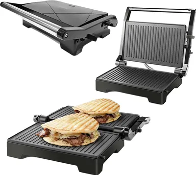 Zdjęcie produktu dla Przenośny elektryczny grill kontaktowy, gotowanie po obu stronach, łatwe czyszczenie, 2437Back, UE