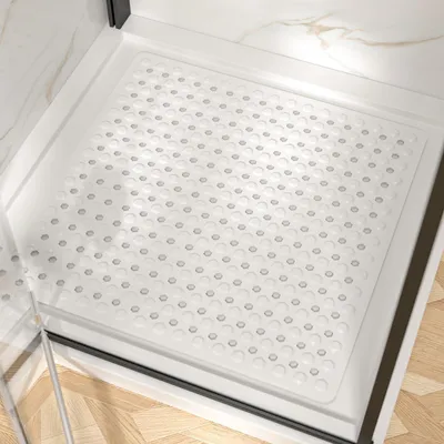 Immagine prodotto di Tappetino antiscivolo per doccia, quadrato, 60x60 cm, bianco, in PVC, con ventose, resistente alla muffa, lavabile in lavatrice