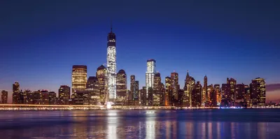 Produktbild von LED-Bild, Leinwandbild Leuchtbild Wandbild, Timer MVG-  100x50cm One World Trade Center, flackernd