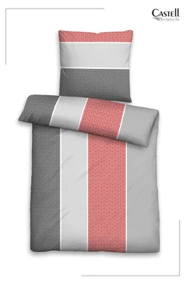 Produktbild von Castell Baumwoll Edelflanell Bettwäsche Längsbalken 135x200 cm - chili