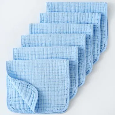 Immagine prodotto di Grandi salviette in cotone a 6 strati ultra-assorbenti per le lacrime e gli incidenti dei neonati - Morbide, sicure e delicate per maschietti e femminucce - Blu