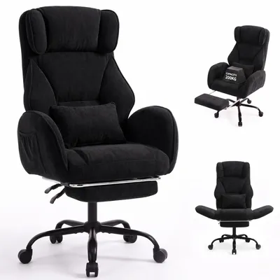 Produktbild von OYAJIA Gaming Stuhl 200kg Bürostuhl mit Fußstütze, CHENILLE-STOFF für Home Office, 135° Verstellbare Rückenlehne, Extra Breiter Sitz für Schneidersitz