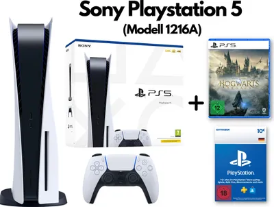 Produktbild von Sony Playstation 5 Konsole mit Laufwerk | Gamer Bundle | inkl. 1x Controller, Spiel: Hogwarts Legacy, PSN-Guthaben | Disk Disc Harry Potter PS5