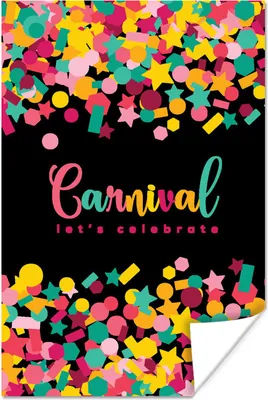 Produktbild von MuchoWow® Poster "Karneval" mit Konfetti auf schwarzem Hintergrund 60x90 cm - Wanddekoration