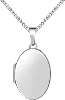 Produktbild von Kettenanhänger Medaillon zum Öffnen oval 925 Silber für 2 Fotos  Bilder Amulett + Kette 50 cm