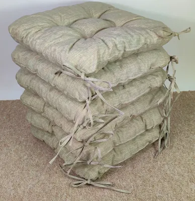 Produktbild von Set 6 x Stuhlkissen/Sitzkissen Lara 38 x 38 cm Dicke 8 cm, Fb. Colore Grigio tenue (Soft grau) mit Schleifen