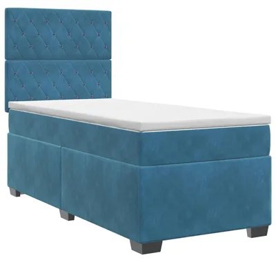 Immagine prodotto di Letto boxspring vidaXL con materasso e testiera, blu, 90 x 200 cm, in velluto