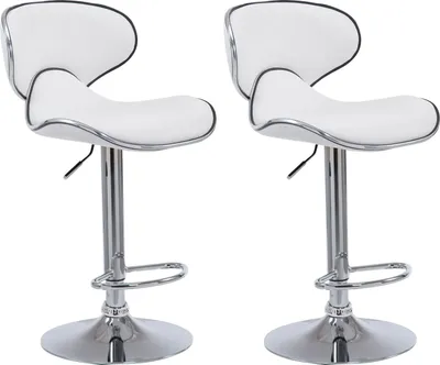 Produktbild von CLP 2er Set Barhocker Las Vegas V2 Kunstleder mit Fußstütze weiß Gestell Farbe chrom