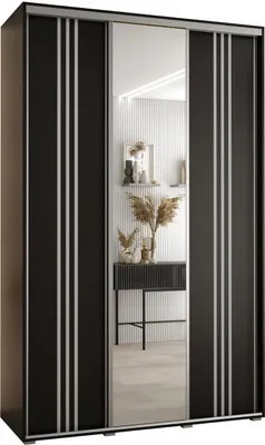 Produktbild von MEBLE KRYSPOL Davos 7 Schrank, drei Türen - 235,2x160x60 cm - Schwarz Schwarz Silber