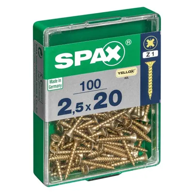 Immagine prodotto di Lotto di 100 viti in acciaio pozidriv SPAX testa svasata, Diam.2,5 mm x L.20 mm