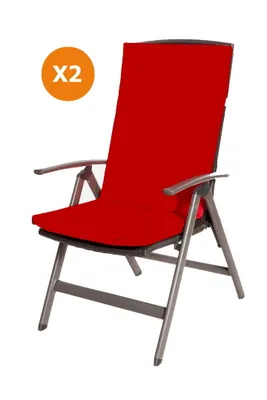 Produktbild von Stuhlkissen 2er set | Sitzkissen 110x47x4cm Rot | sitzkissen stuhl | stuhlkissen outdoor | sitzkissen hochlehner