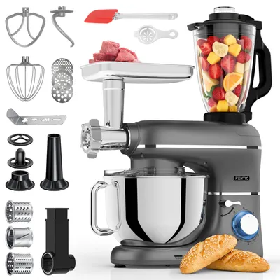 Immagine prodotto di Fentic Robot da Cucina 6-in-1 – Impastatrice, Mixer, Food Processor, Tritacarne, Affettatrice, 2000W, Ciotola in Acciaio Inox 6,2L
