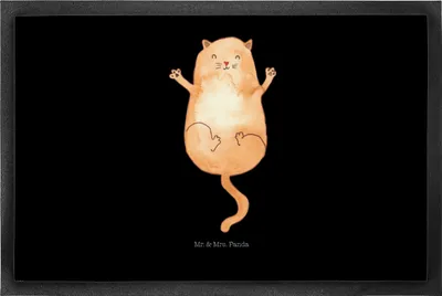Produktbild von Mr. & Mrs. Panda Gummimatte Katze Umarmen 50 x 75 cm - Schwarz - Geschenk, Familie, Abtretmatte, Bodenvorleger, Freunde, hausmatte, Cats, Katzen, Liebe, Türmatte