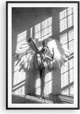 Produktbild von Gerahmtes Poster - Schwarzer Rahmen - Flügel Frau Tanz - 61x91,5 cm - Wand Bild - Wanddeko - Wandbilder - Kunstposter - Wandposter - Bilderrahmen - Bilder - Kunstdruck Wanddekoration - P2BPA61x91-5149